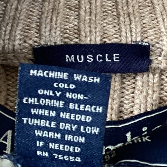 Abercrombie & Fitch Muscle Ribbed Knit 1/4-Zip Pullover L Beige/Tan #320C - Picture 5 of 5